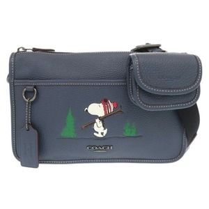 Like new Coach x PEANUTS Snoopy Mini Leather Navy Shoulder Bag 0425COACH